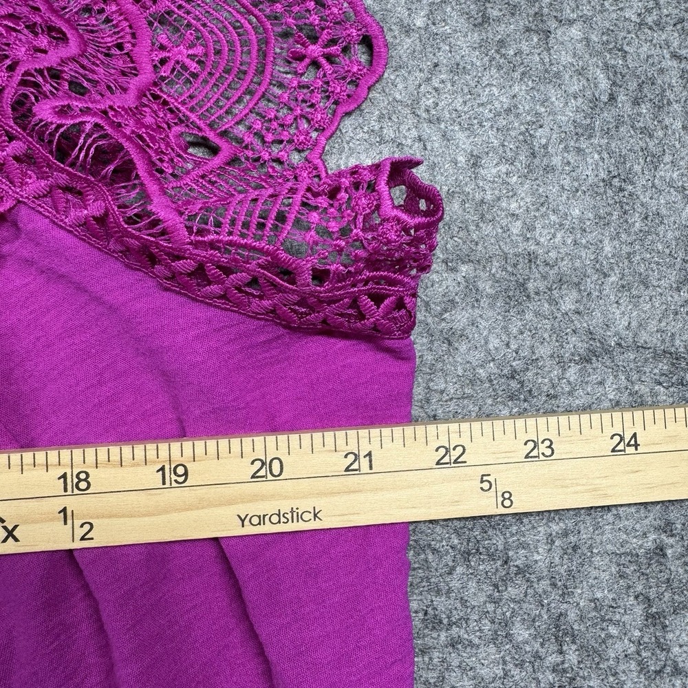Oliver.o Top Blouse Women's 1X‎ Fusia Lace Overlay Sleeveless Pleated Boho - Picture 4 of 8